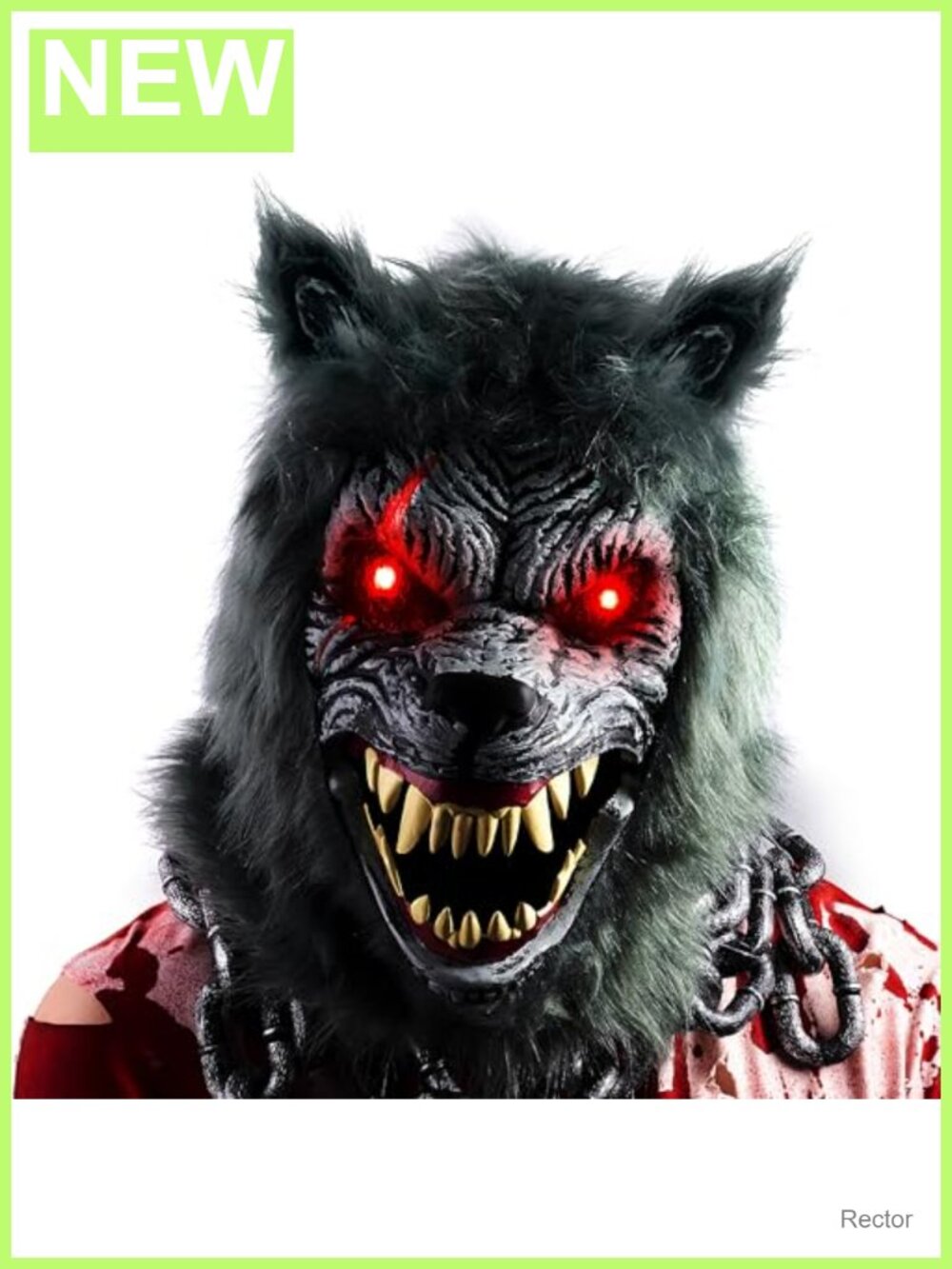 LED Werewolf Mask Moving Jaw Light Up Scary Cosplay Halloween Prop